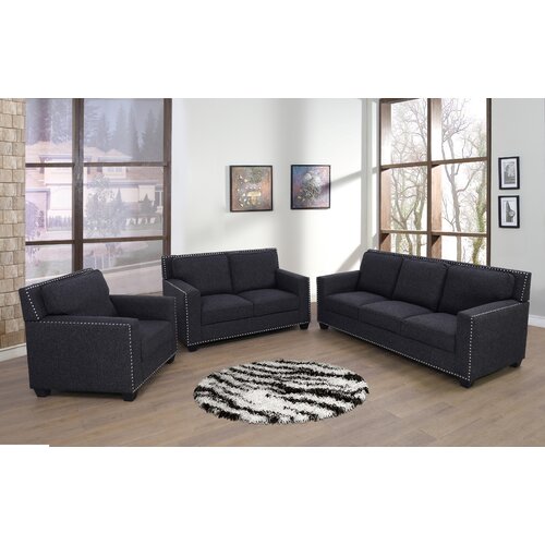 Grey 3 Piece Configurable Living Room Set 